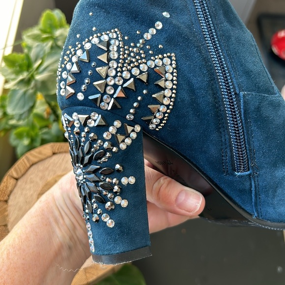 Roberta Di Carmerino Embellished Blue Leather Ankle Boots , US size 6 - Picture 15 of 15